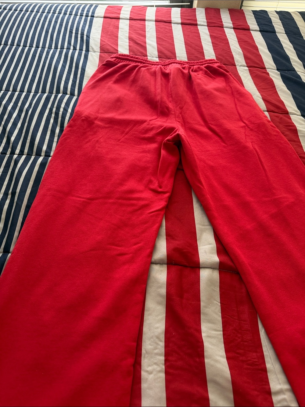 Fashion Nova Red & White Mixed-Media Jogger Pants - Picture 3 of 16